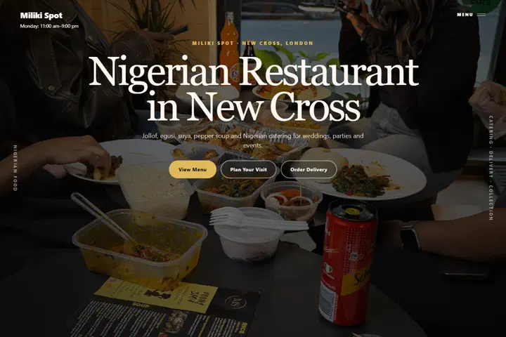 Miliki Spot restaurant website homepage designed by TechneKaizen
