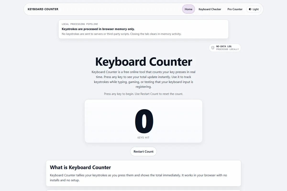 Keyboard Counter website interface