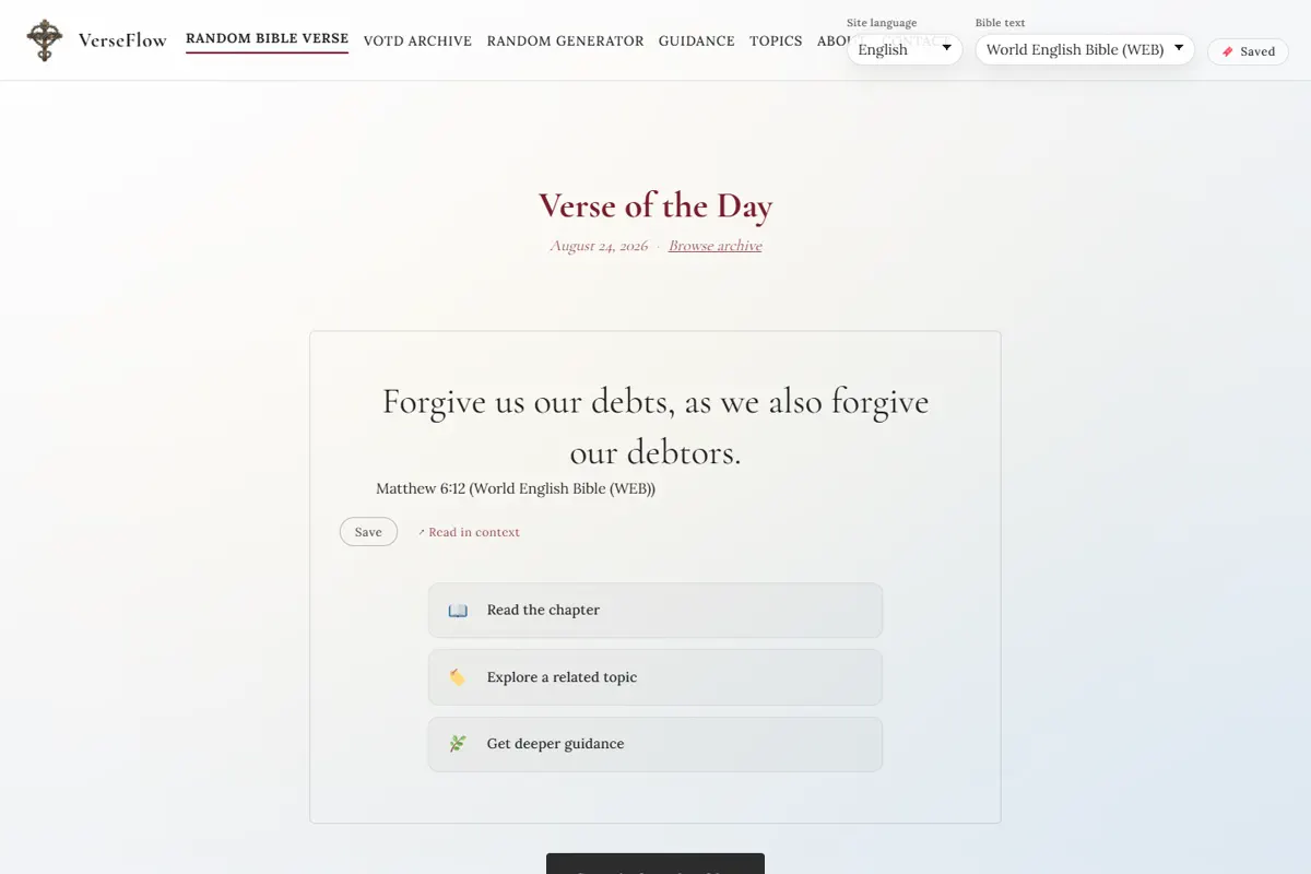 RandomBibleVerse website interface